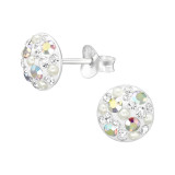 Round - 925 Sterling Silver Stud Earrings with Crystals SD46246