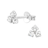 Cluster - 925 Sterling Silver Stud Earrings with Crystals SD46842