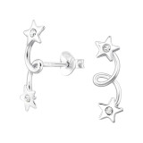 Star - 925 Sterling Silver Stud Earrings with Crystals SD46913