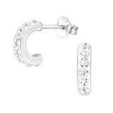 Half Hoop - 925 Sterling Silver Stud Earrings with Crystals SD47112