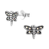 Dragonfly - 925 Sterling Silver Stud Earrings with Crystals SD47321