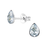 Pear - 925 Sterling Silver Stud Earrings with Crystals SD47596