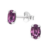 Oval - 925 Sterling Silver Stud Earrings with Crystals SD47599