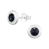 Round - 925 Sterling Silver Stud Earrings with Crystals SD47604