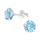 Round - 925 Sterling Silver Stud Earrings with Crystals SD47612