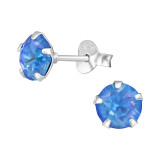 Round - 925 Sterling Silver Stud Earrings with Crystals SD47614