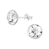 Round - 925 Sterling Silver Stud Earrings with Crystals SD47618