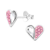 Hearts - 925 Sterling Silver Stud Earrings with Crystals SD47735