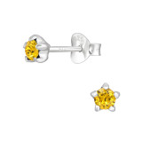 Round - 925 Sterling Silver Stud Earrings with Crystals SD47797