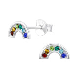 Rainbow - 925 Sterling Silver Stud Earrings with Crystals SD47990
