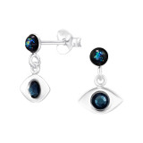 Evil Eye - 925 Sterling Silver Stud Earrings with Crystals SD48018