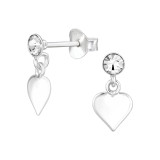 Heart - 925 Sterling Silver Stud Earrings with Crystals SD48019