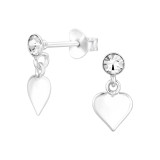Heart - 925 Sterling Silver Stud Earrings with Crystals SD48019