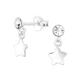 Star - 925 Sterling Silver Stud Earrings with Crystals SD48020