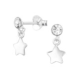 Star - 925 Sterling Silver Stud Earrings with Crystals SD48020