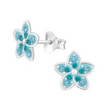 Flower - 925 Sterling Silver Stud Earrings with Crystals SD48351