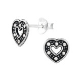 Heart - 925 Sterling Silver Stud Earrings with Crystals SD48354