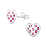 Heart - 925 Sterling Silver Stud Earrings with Crystals SD48355