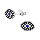 Evil Eye - 925 Sterling Silver Stud Earrings with Crystals SD48367