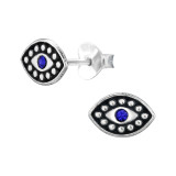 Evil Eye - 925 Sterling Silver Stud Earrings with Crystals SD48367