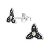 Trillium - 925 Sterling Silver Stud Earrings with Crystals SD48436
