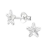 Star - 925 Sterling Silver Stud Earrings with Crystals SD48717