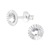 Circle - 925 Sterling Silver Stud Earrings with Crystals SD48719