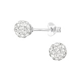 Ball 6mm - 925 Sterling Silver Stud Earrings with Crystals SD48895