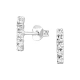 Vertical Bar - 925 Sterling Silver Stud Earrings with Crystals SD49159