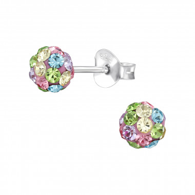 5mm Ball - 925 Sterling Silver Stud Earrings with Crystals SD49381