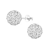 10mm Ball - 925 Sterling Silver Stud Earrings with Crystals SD49392