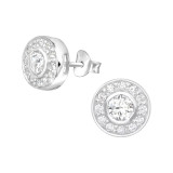 Round - 925 Sterling Silver Stud Earrings with CZ SD20325