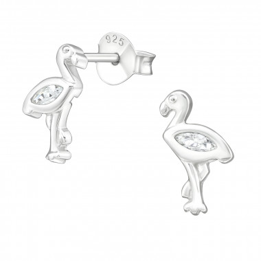 Flamingo - 925 Sterling Silver Stud Earrings with CZ SD21520