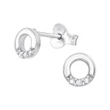 Round - 925 Sterling Silver Stud Earrings with CZ SD30932