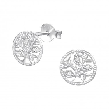 Vine - 925 Sterling Silver Stud Earrings with CZ SD35079