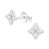 Flower - 925 Sterling Silver Stud Earrings with CZ SD38818