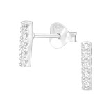 Bar - 925 Sterling Silver Stud Earrings with CZ SD38819