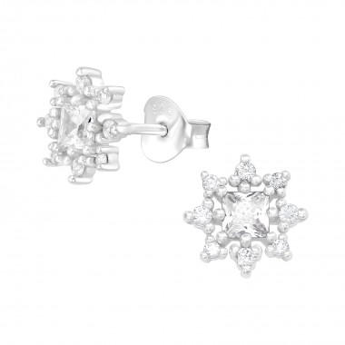 Sparkling - 925 Sterling Silver Stud Earrings with CZ SD38820