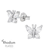 Butterfly - 925 Sterling Silver Stud Earrings with CZ SD39059