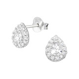 Pear - 925 Sterling Silver Stud Earrings with CZ SD39301