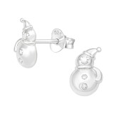 Snowman - 925 Sterling Silver Stud Earrings with CZ SD40582