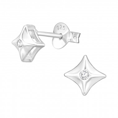 Star - 925 Sterling Silver Stud Earrings with CZ SD41353