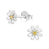 Flower - 925 Sterling Silver Stud Earrings with CZ SD41358