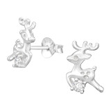 Reindeer - 925 Sterling Silver Stud Earrings with CZ SD41361