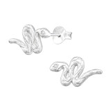 Snake - 925 Sterling Silver Stud Earrings with CZ SD41362