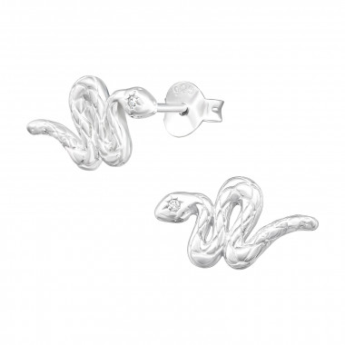 Snake - 925 Sterling Silver Stud Earrings with CZ SD41362