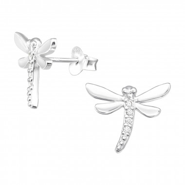 Dragonfly - 925 Sterling Silver Stud Earrings with CZ SD41363