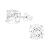 Round 7.5Mm - 925 Sterling Silver Stud Earrings with CZ SD42395