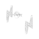 Lightning Bolt - 925 Sterling Silver Stud Earrings with CZ SD42396