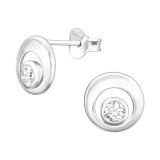 Round - 925 Sterling Silver Stud Earrings with CZ SD43422